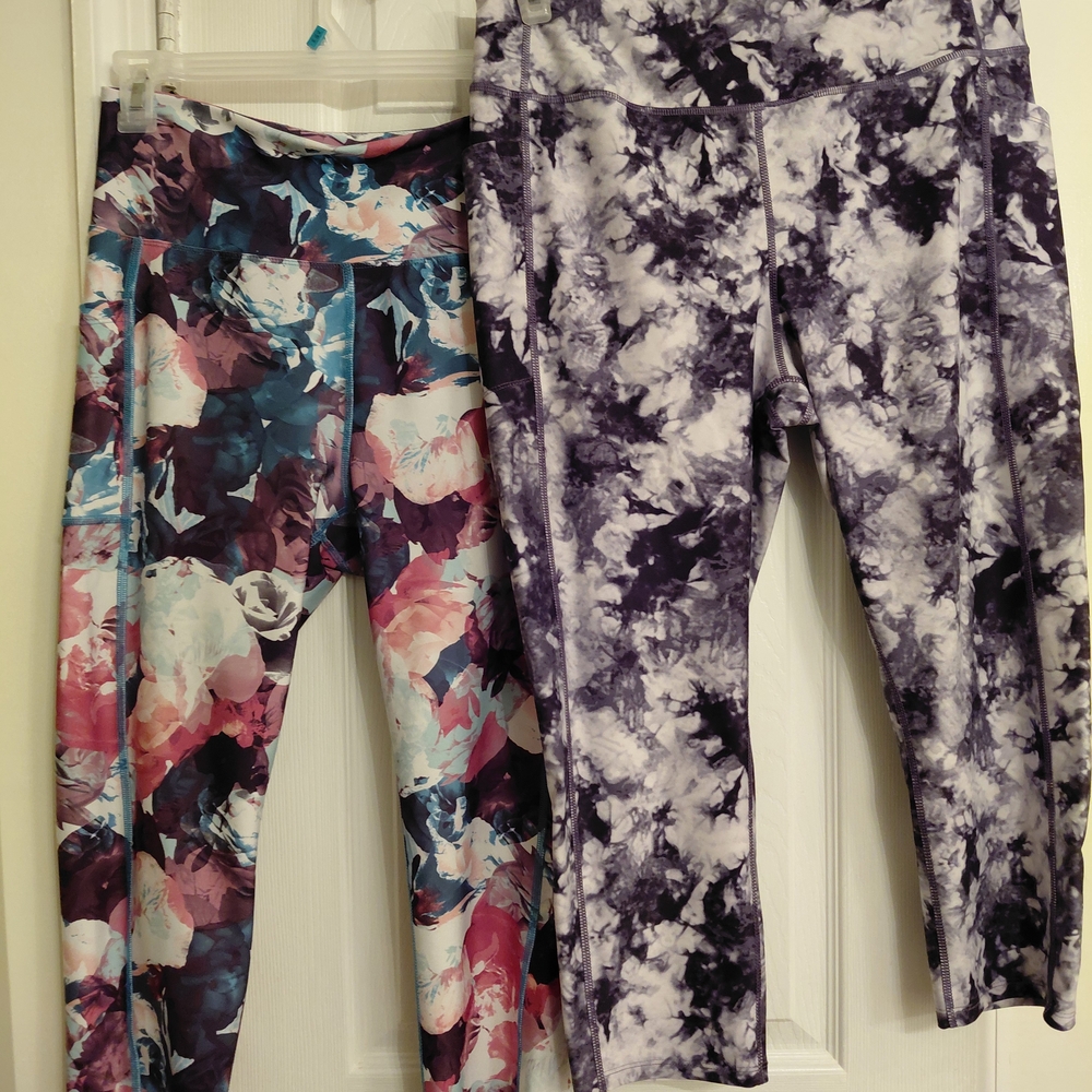 Bally Multicolor Leggings and athletic Works Tie Dye Leggings Both Size XL